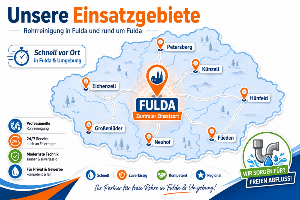 Einsatzfahrzeug der TK-Rohrreinigung im Einsatzgebiet rund um Fulda