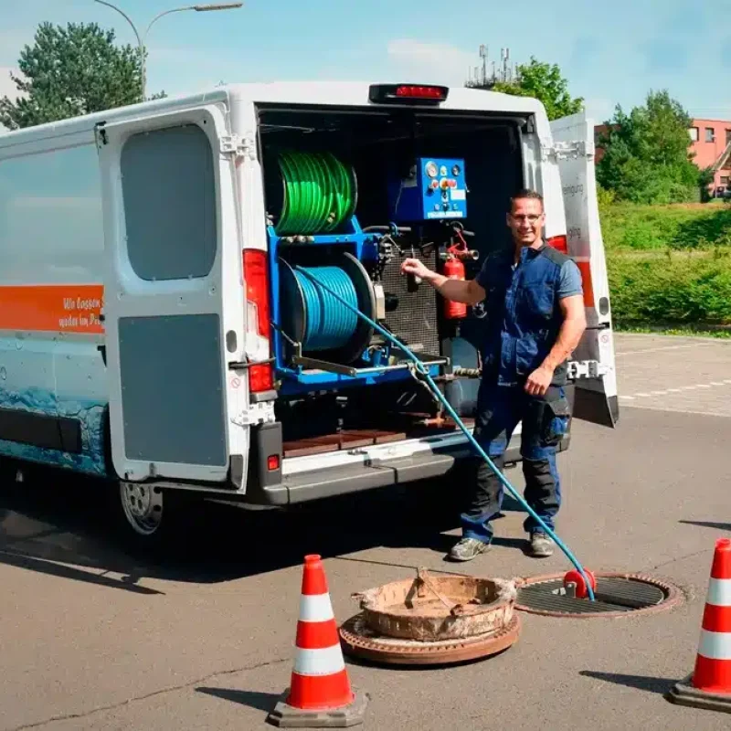 Servicefahrzeug von Thomas Kößler und TK Rohrreinigung Fulda mit Schlauchtechnik im Einsatz.